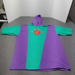 Vintage FILA Color Block Hoodie Sweatshirt Pullover Logo Size L